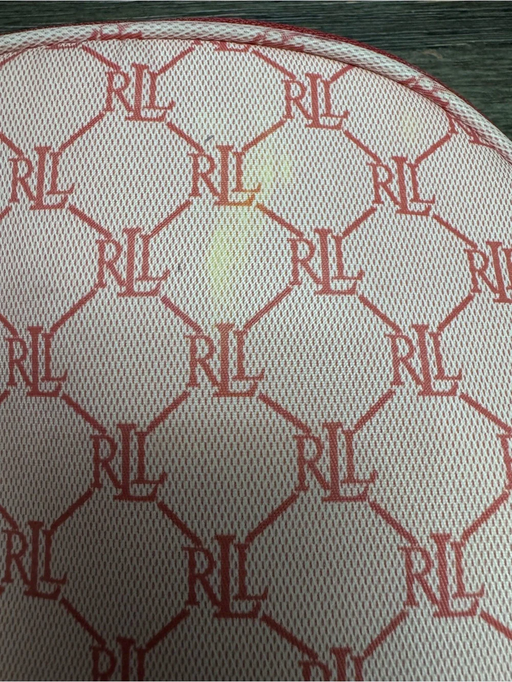 Ralph Lauren Red and Cream monogram makeup pouch